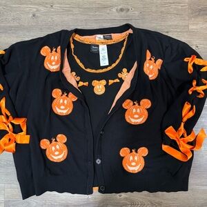 Disney x Her Universe Pumpkin Mickey Cardigan & Tank Bundle 4x Like New